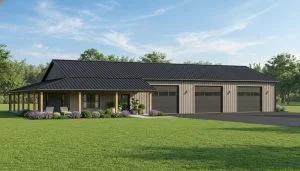 CHD-25348 Barndominium House Plan – Front Elevation