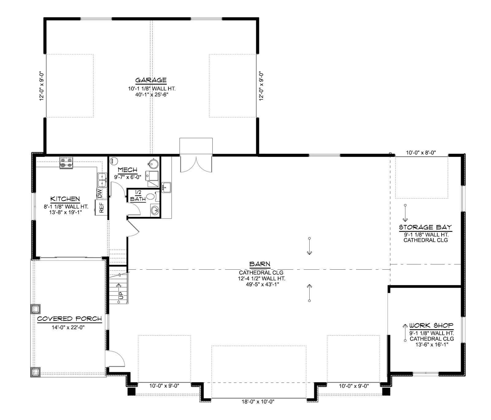 CHD-25349 Barndominium House Plan – First Floor Plan