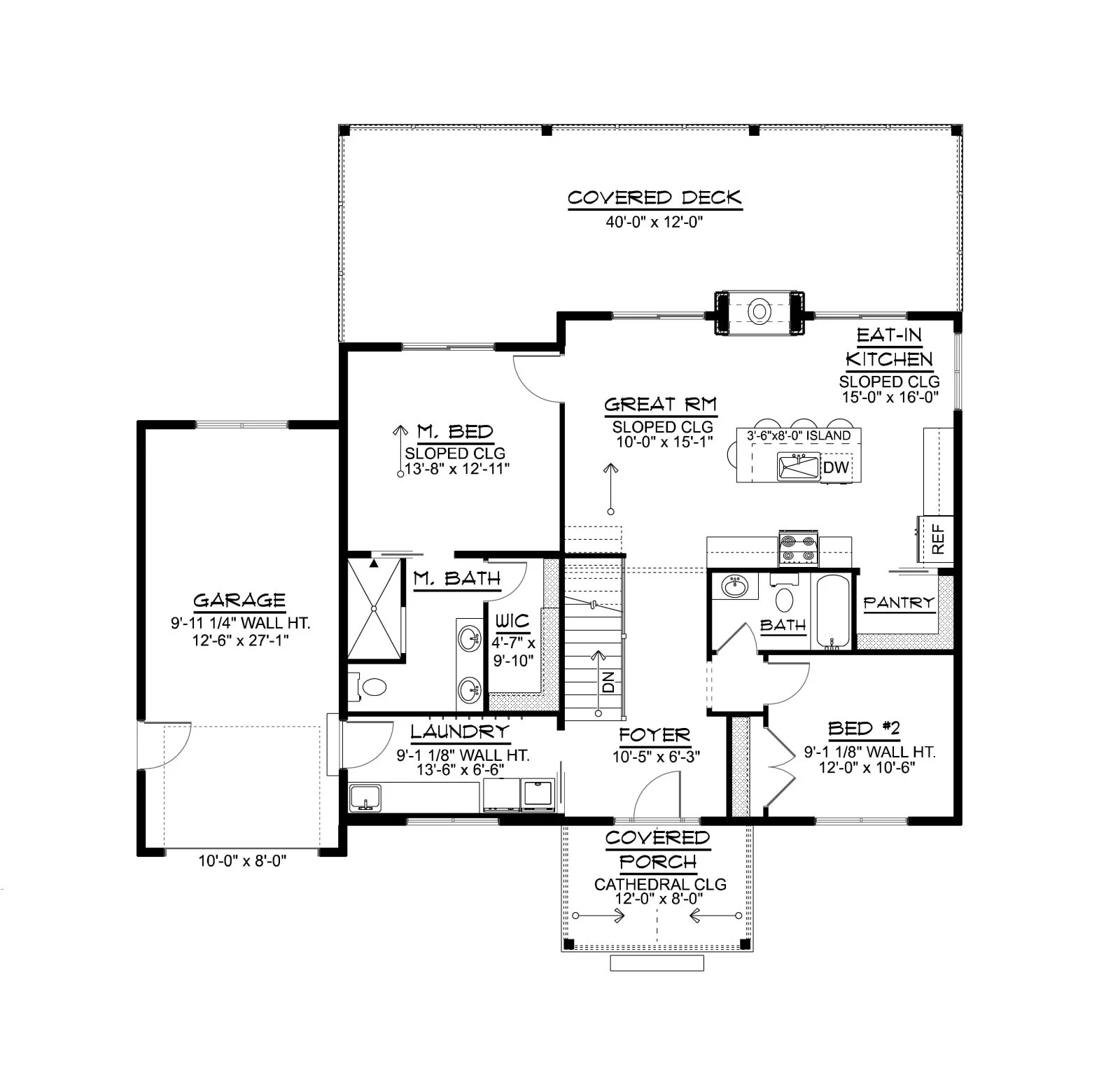 CHD-2535 Beach House Plan – Main Floor Plan