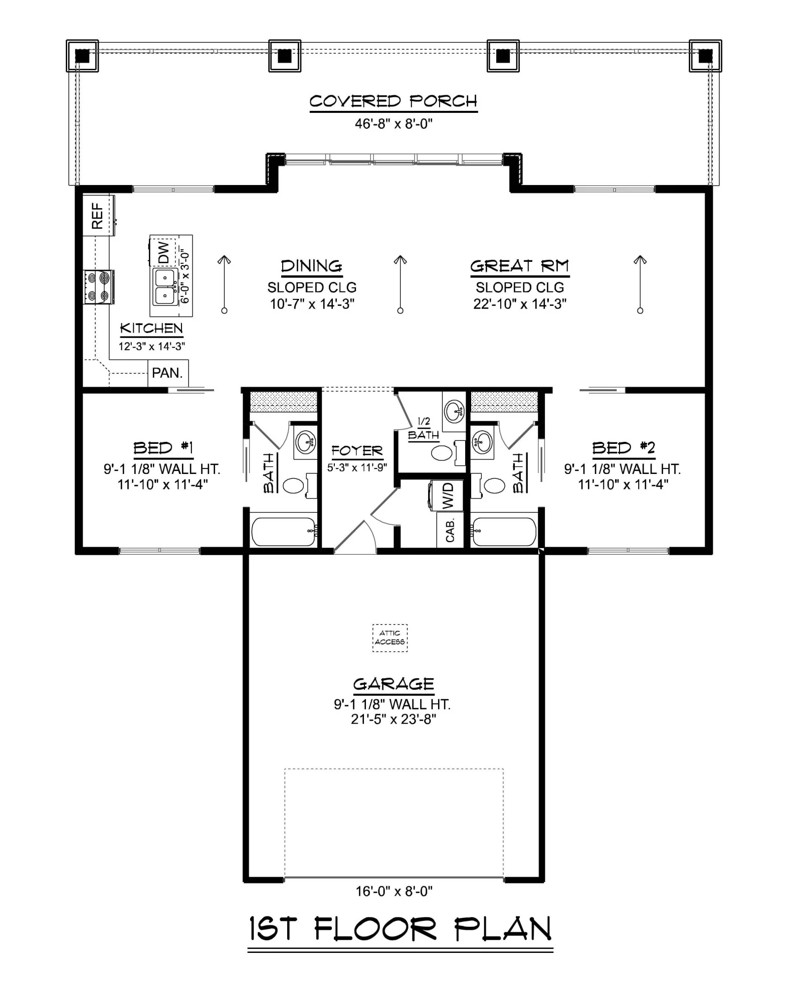 CHD-25395 Beach House Plan – Main Floor Plan