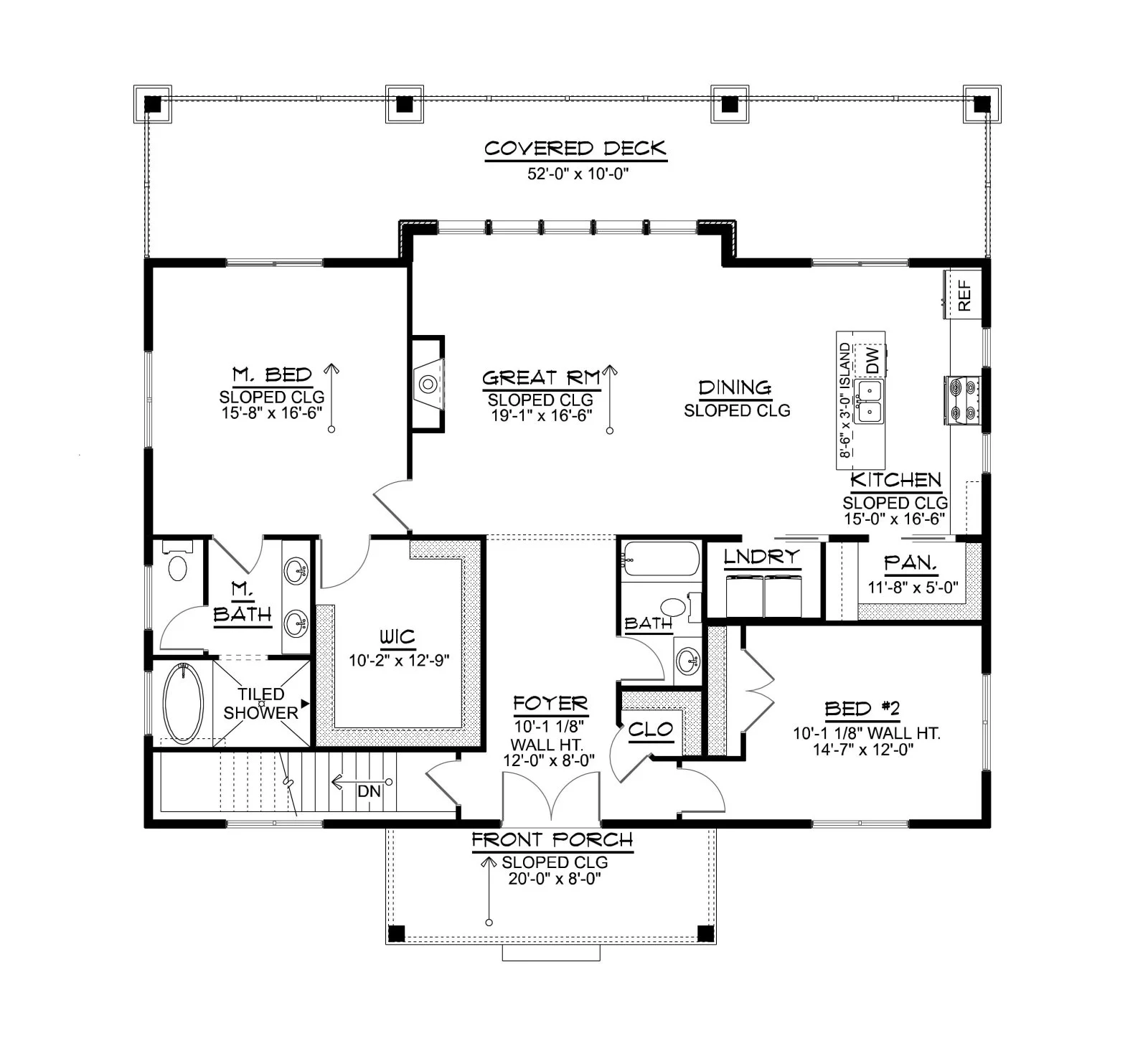 CHD-2540 Beach House Plan – Main Floor Plan