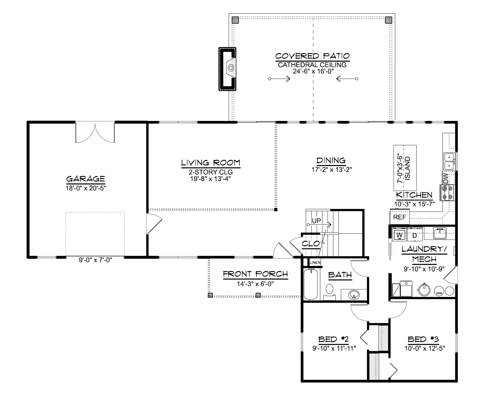 CHD-25415 Beach House Plan – First Floor Plan