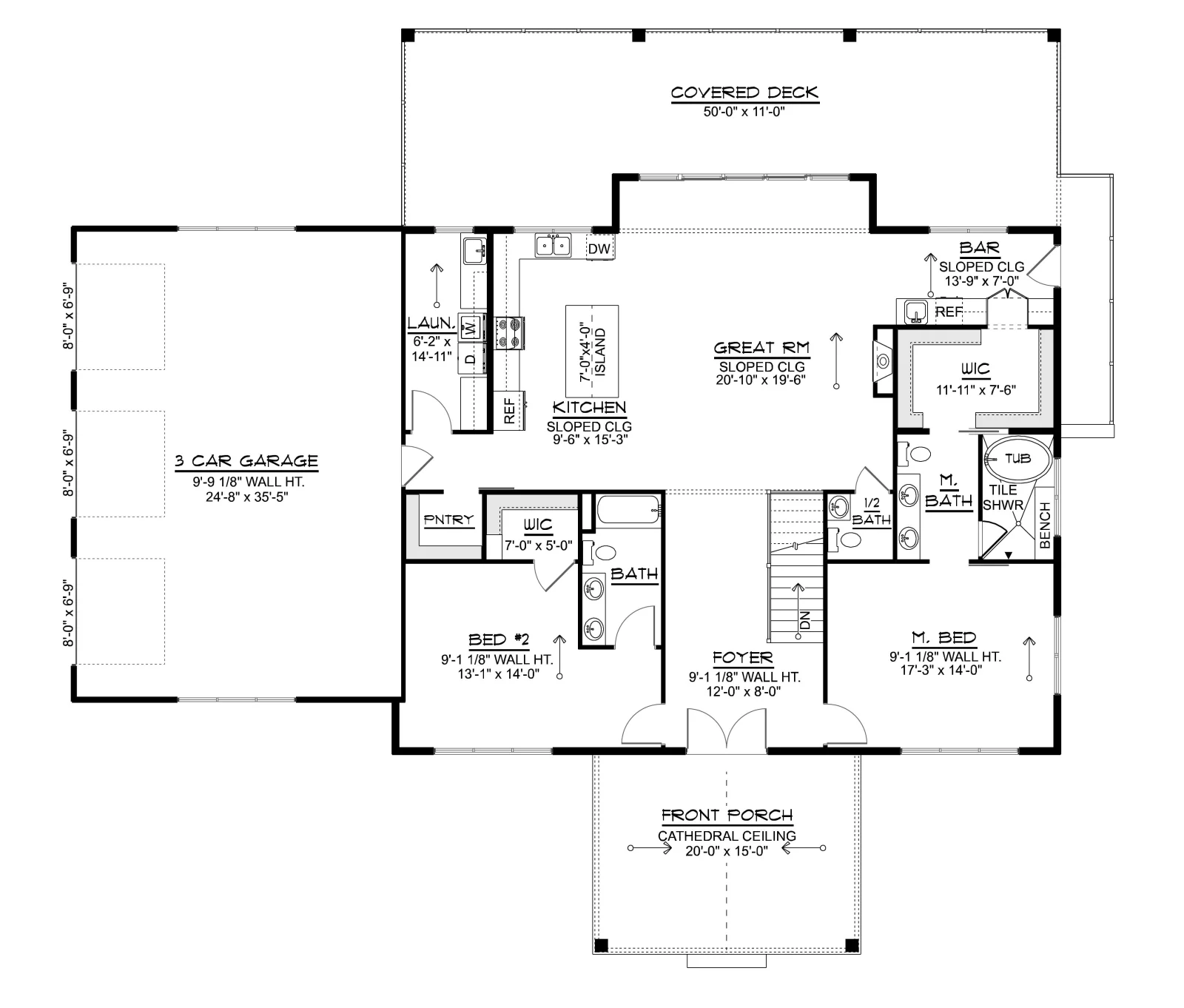 CHD-25433 Beach House Plan – Main Floor Plan