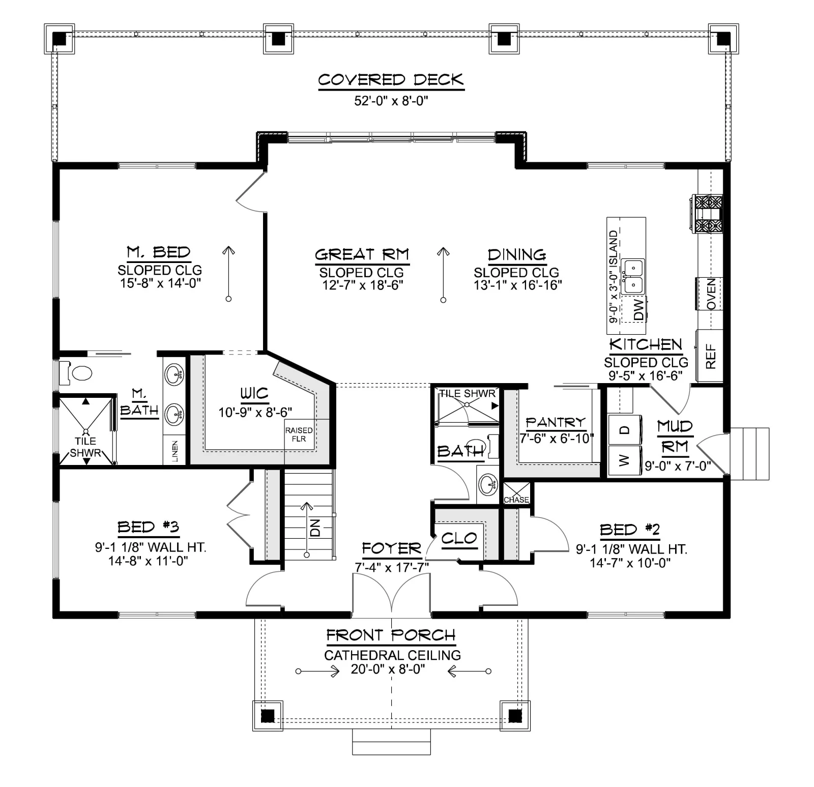 CHD-25434 Beach House Plan – Main Floor Plan