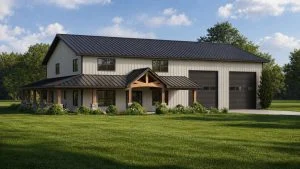CHD-25474 Barndominium House Plan – Front Elevation