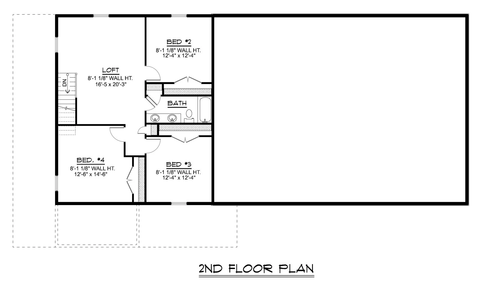 CHD-2553 Barndominium House Plan – Second Floor Plan