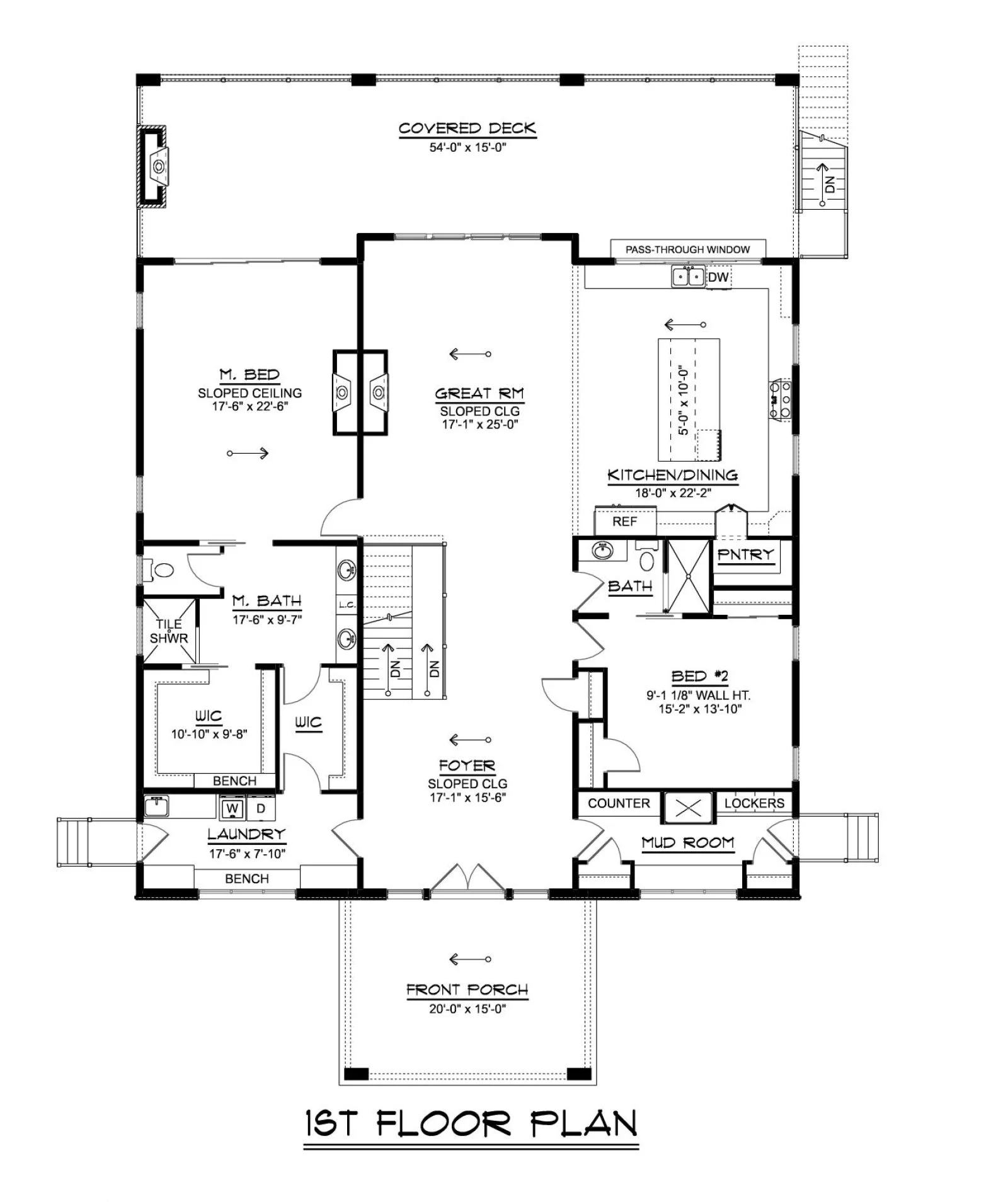 CHD-2570 Beach House Plan – Main Floor Plan
