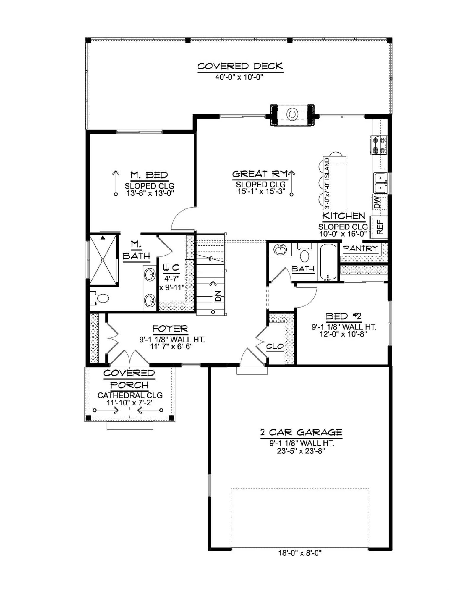 CHD-2585 Beach House Plan – Main Floor Plan