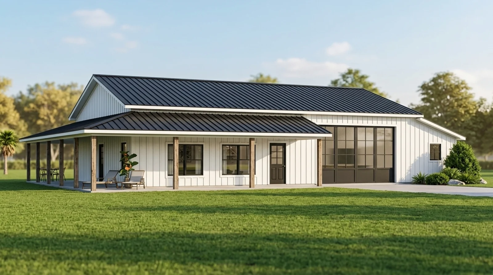 CHD-2590 Barndominium House Plan – Front Elevation