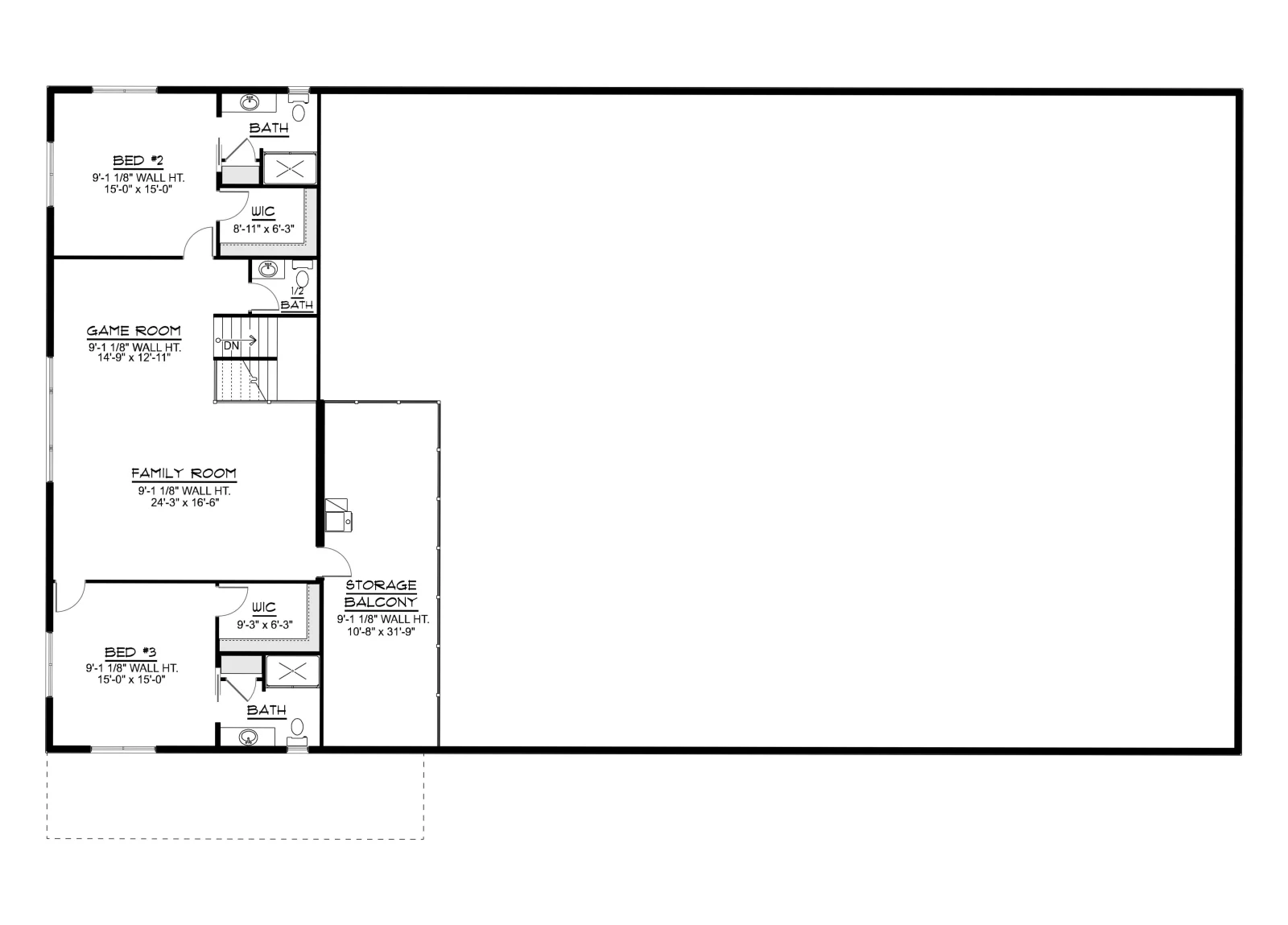 CHD-26172 Barndominium House Plan – Second Floor Plan