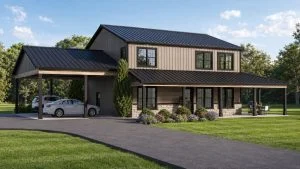 CHD-2645 Barndominium House Plan – Front Elevation