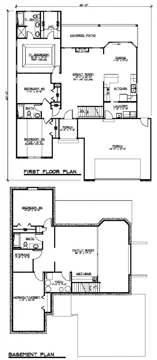 CHD-640 Cottage House Plan – Main Floor Plan