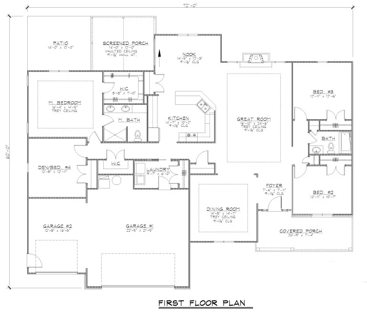 CHD-722 Colonial House Plan – Main Floor Plan